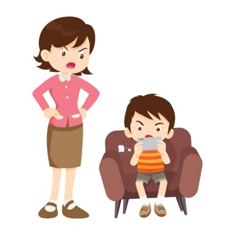 parent-angry-to-kid-addicted-phone-vector-50829955